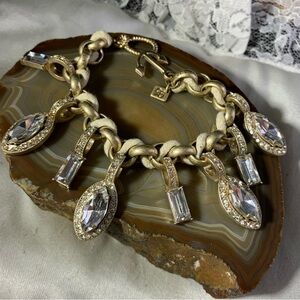 Banana Republic Gold Bling Crystal Anchor Toggle Charm Bracelet